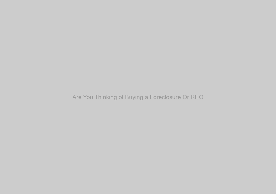 Are You Thinking of Buying a Foreclosure Or REO? If You Are, Then Read This First!